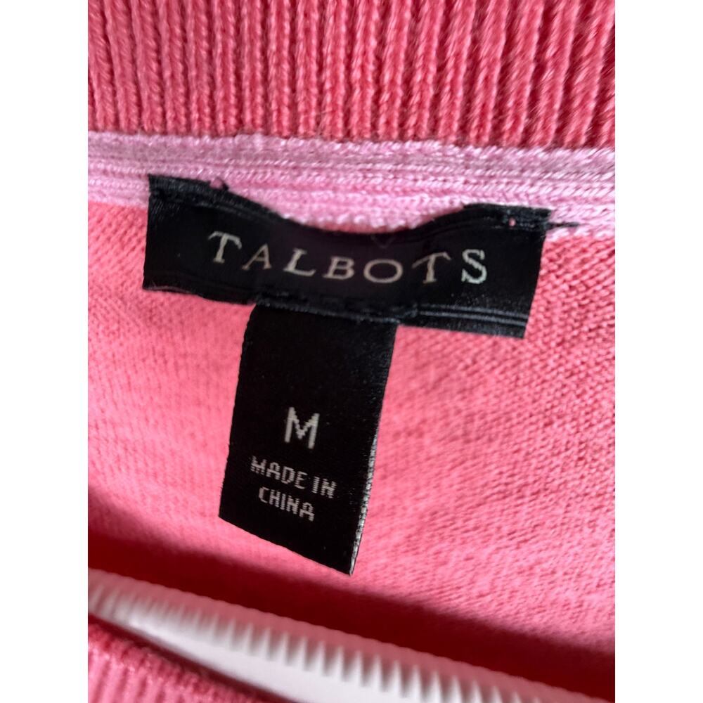 Talbots Women’s Medium Pink Turtle Embroidered Sweater Cotton Blend 3/4 Sleeve - Picture 3 of 5